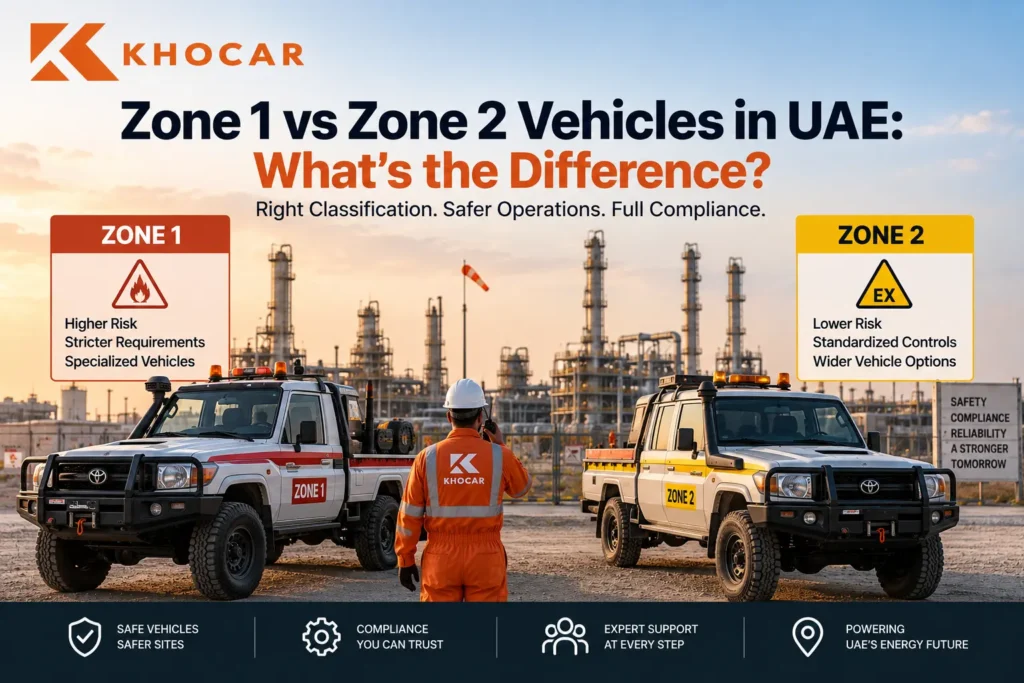 KHOCAR Zone 1 and Zone 2 vehicles at a UAE oil and gas facility